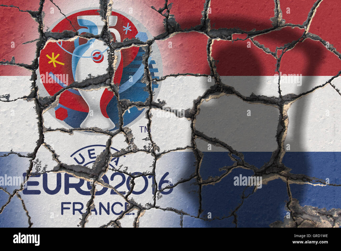 Niederlande-Fail für die Euro 2016 In Frankreich erodieren Zeichen des niederländischen Fußball-Verbandes zu qualifizieren Stockfoto