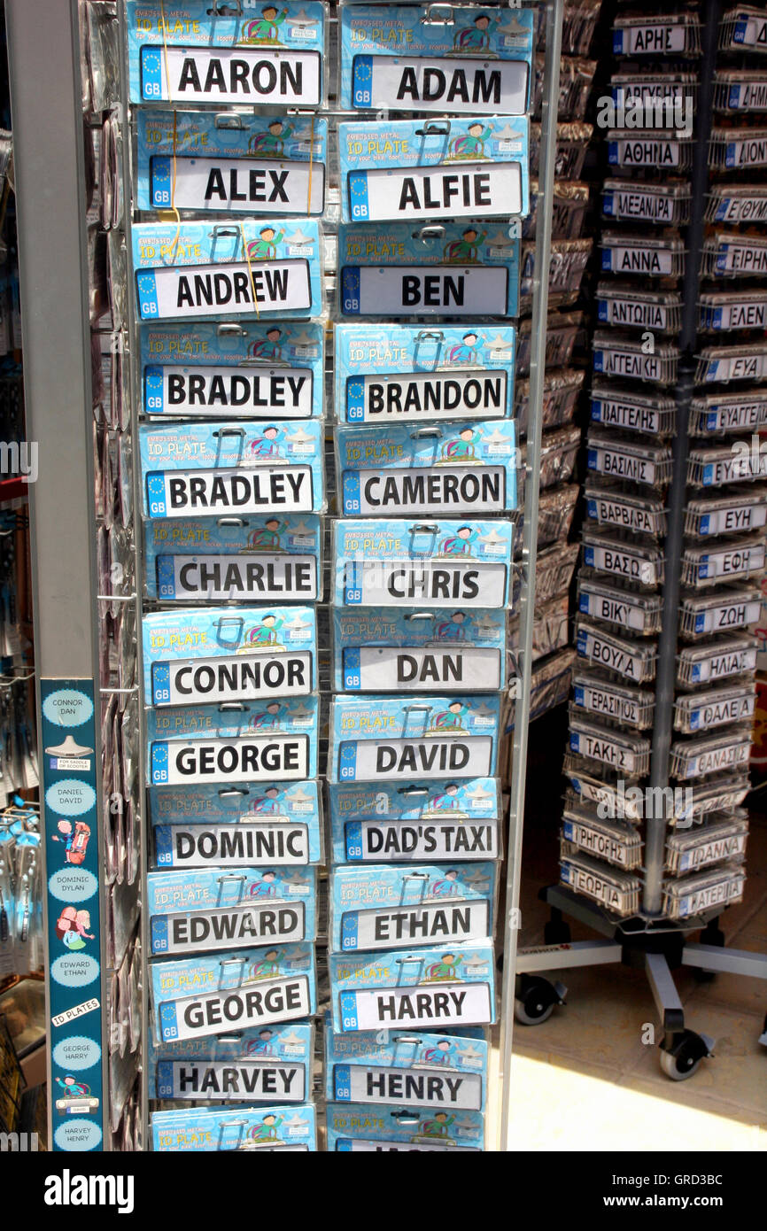 Typenschild Stockfoto