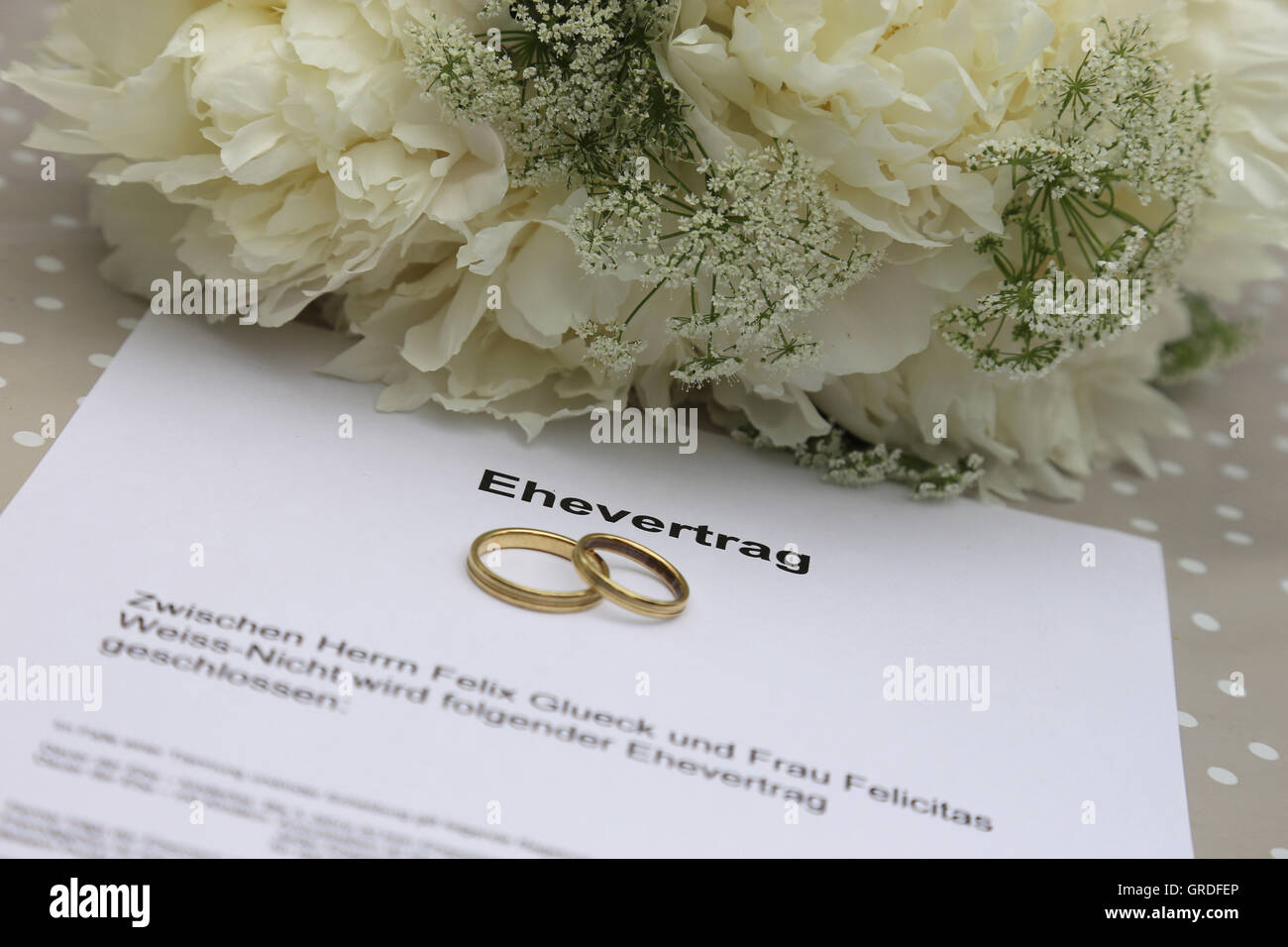 Symbol für Hochzeit, Ehevertrag, waren Schema Stockfoto