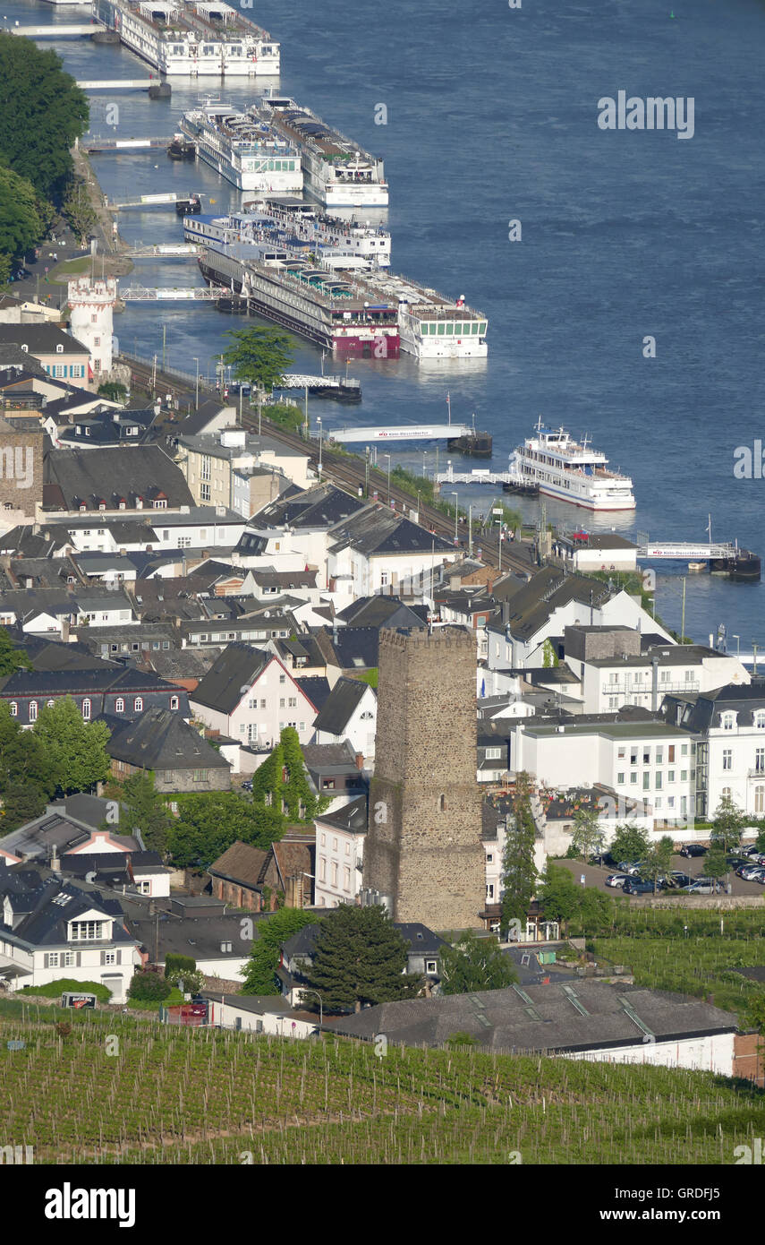Hafen von Rüdesheim am Rhein, Hessen, Deutschland, Europa Stockfoto