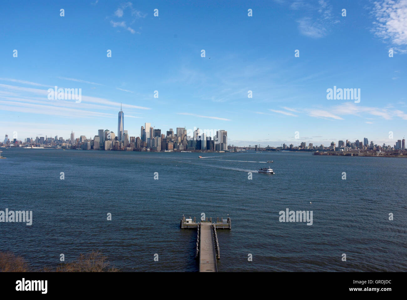 New York Stadtansicht von Liberty Island in New York Stockfoto