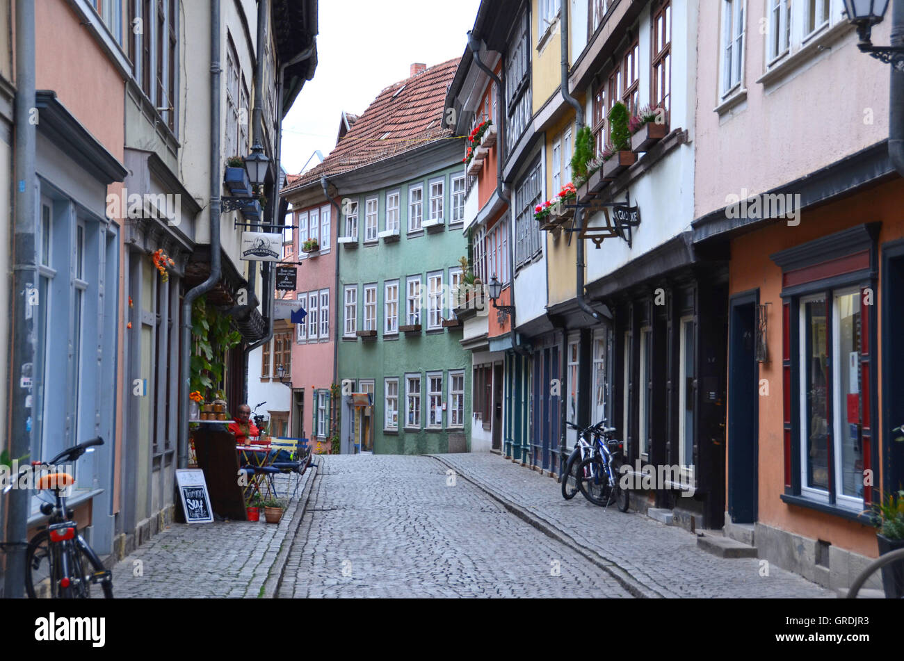 Kraemerbruecke, Erfurt, Kraemer Brücke bebaut Stockfoto