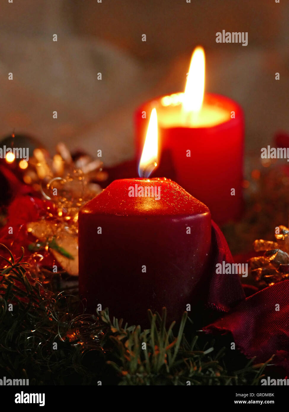 Die Wiederkunft, brennenden Kerzen Stockfoto