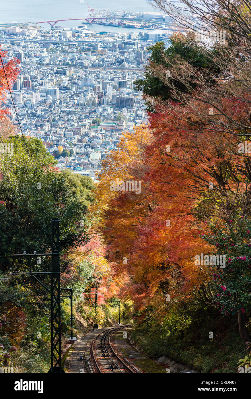 Luftaufnahme der Stadt Kobe vom Mount Maya Seilbahn, Japan