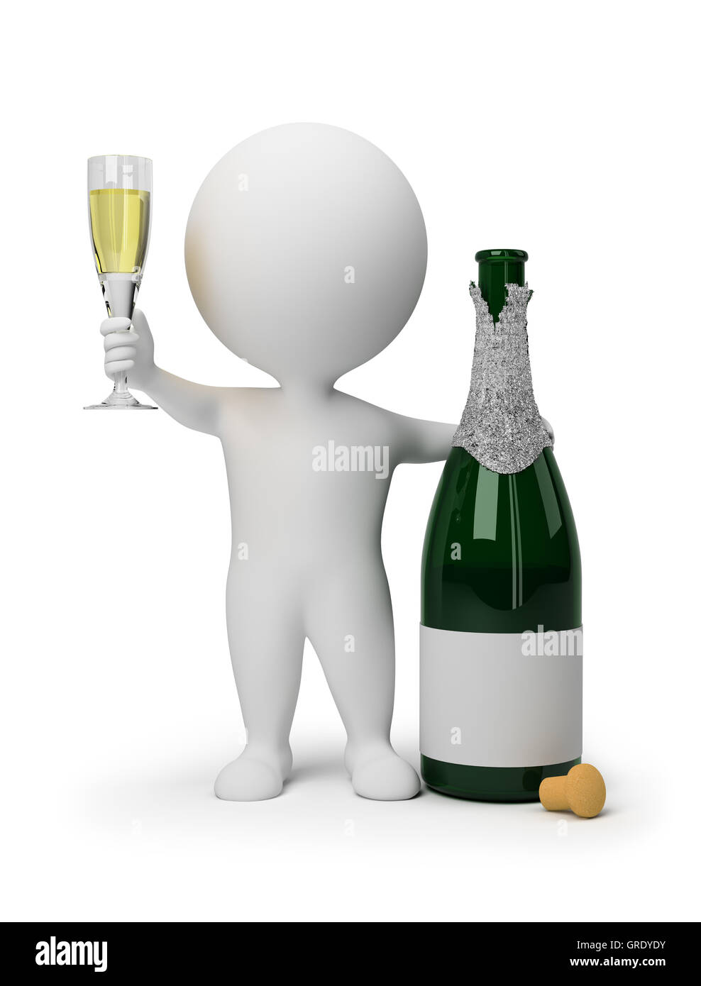 3D kleine Leute - Champagner Stockfoto