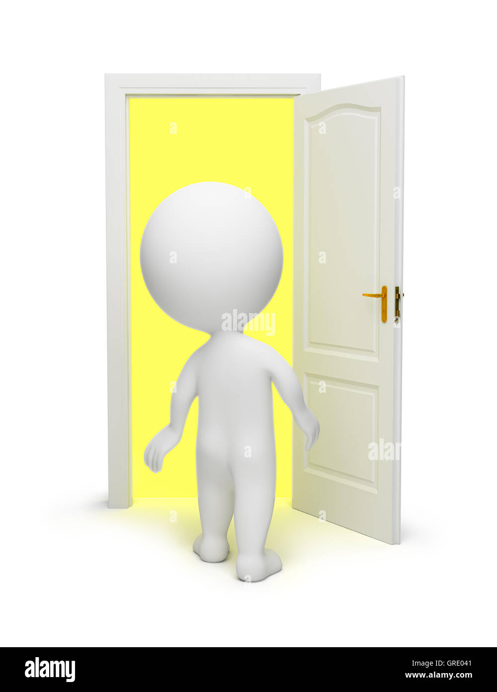 3D kleine Leute - offene Tür Stockfoto