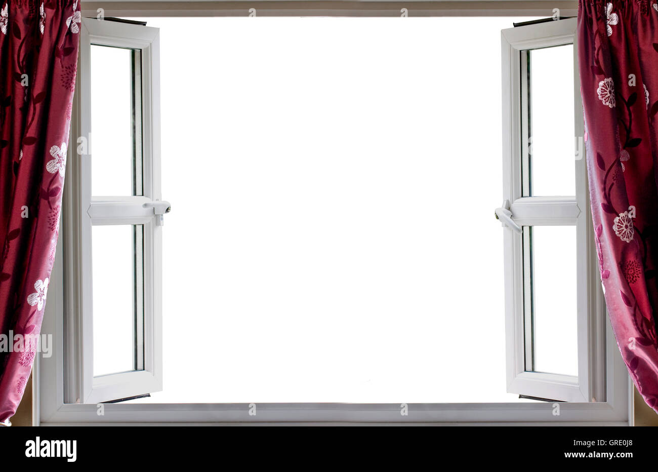 Offenes Fenster weißen Hintergrund Stockfoto