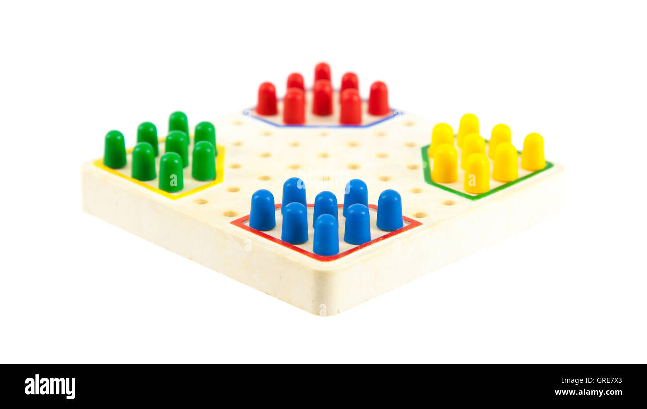 Sehr kleine Checker Board, isoliert auf weiss Stockfoto