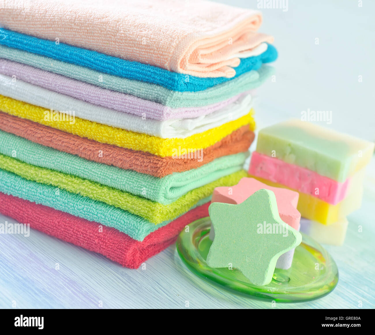 Farbe-Handtücher Stockfoto