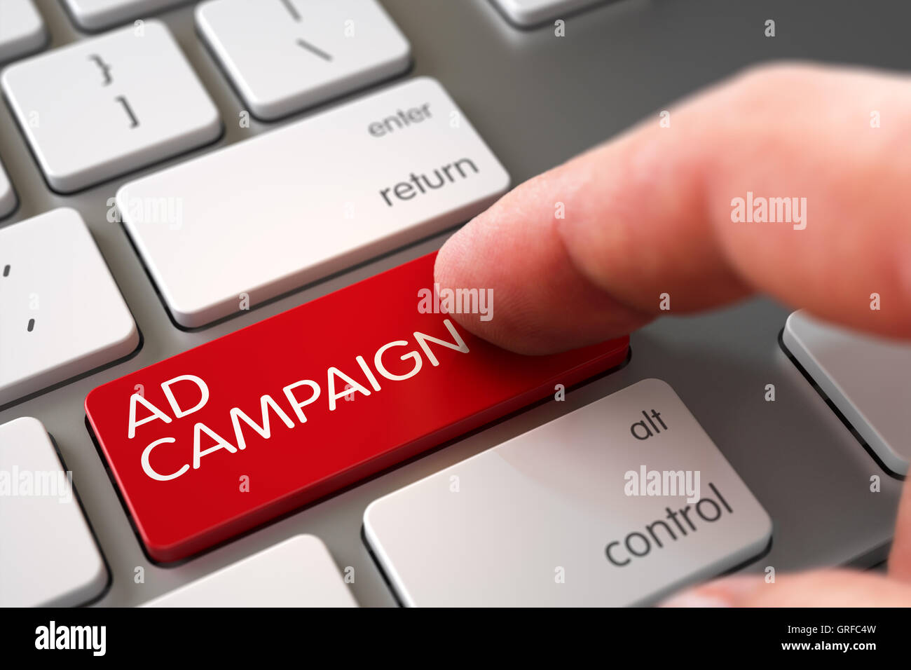 Kampagne - Tastatur Schlüsselbegriff. 3D Render. Stockfoto