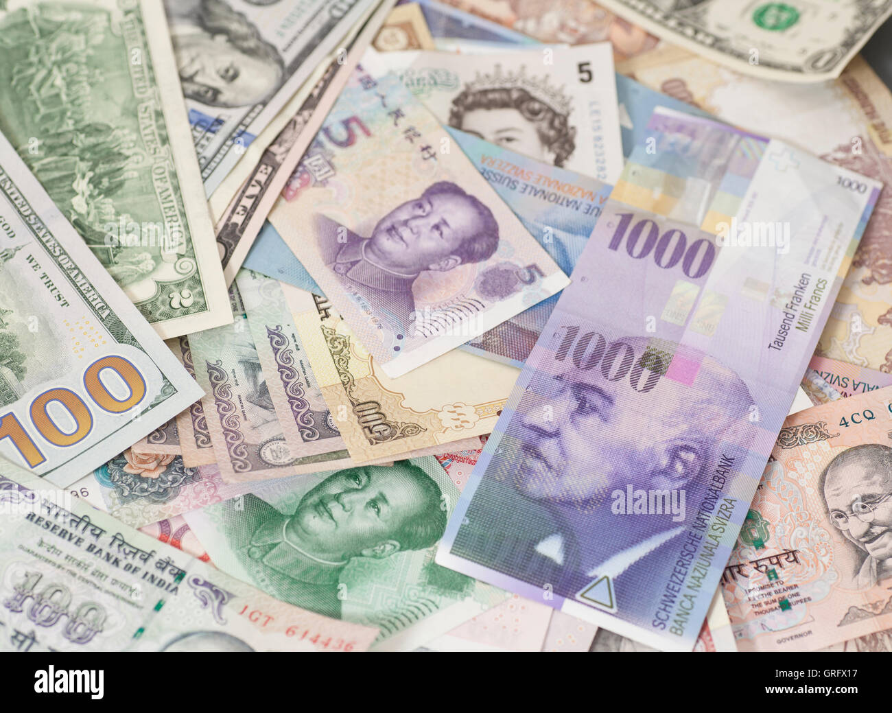 Internationale Währungen Stockfoto
