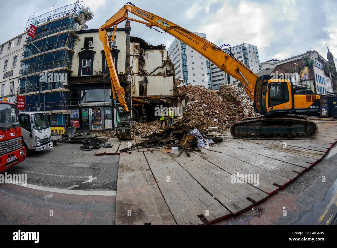 Abriss der Lime Street in Liverpool Sanierung weichen. Stockfoto