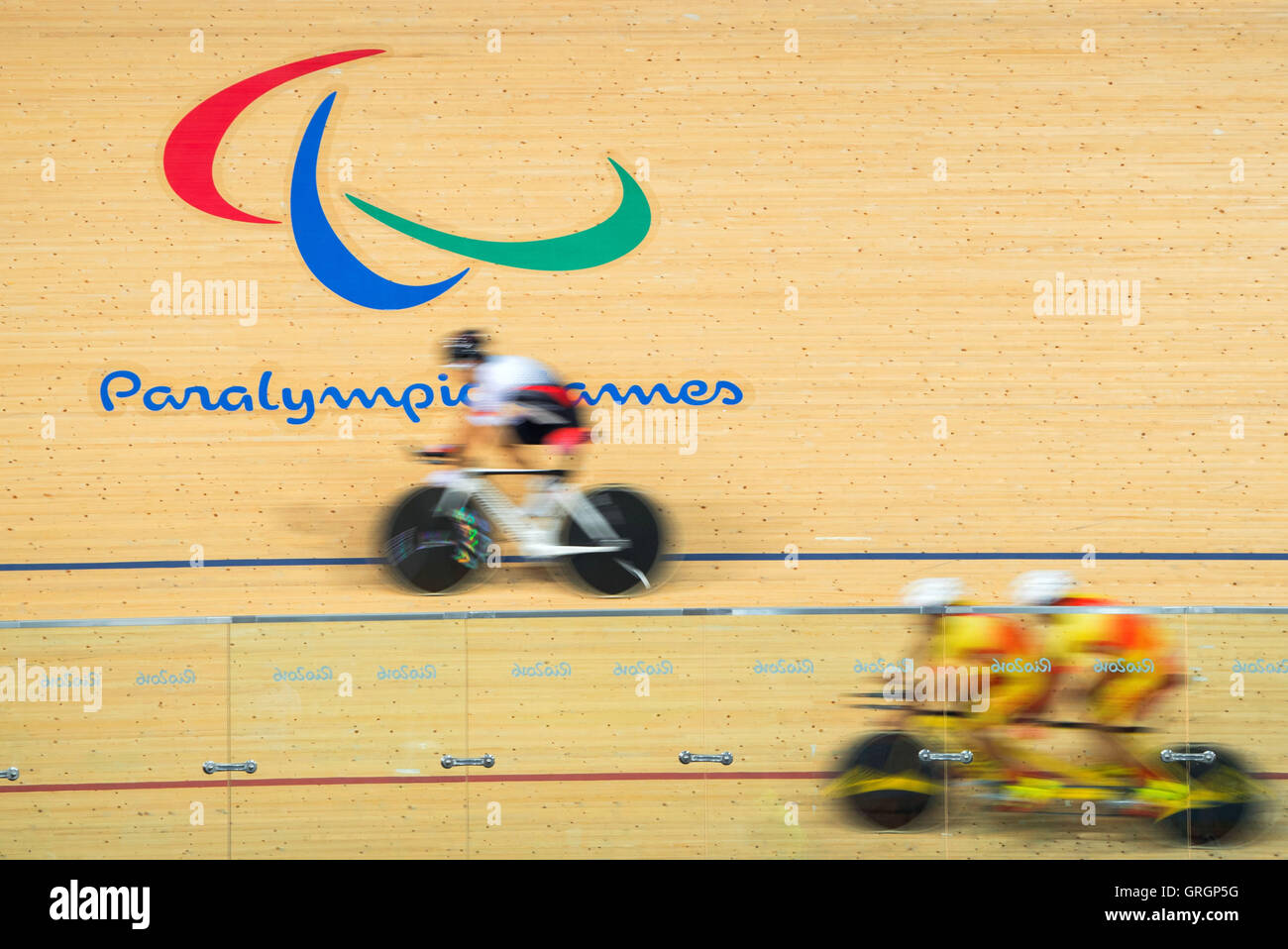 Rio De Janeiro, Brasilien. 07. Sep, 2016. Ein Radfahrer von Japan in Aktion während einer Trainingseinheit in Rio De Janeiro, Brasilien, 7. September 2016. Die Paralympischen Spiele 2016 in Rio wird in Rio De Janeiro vom 7. September bis 18. September 2016 stattfinden. Foto: Jens Büttner/Dpa/Alamy Live News Stockfoto