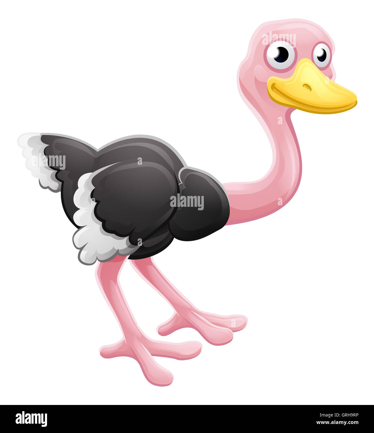 Eine niedliche Strauß Vogel Tier Cartoon Charakter-Maskottchen Stockfoto