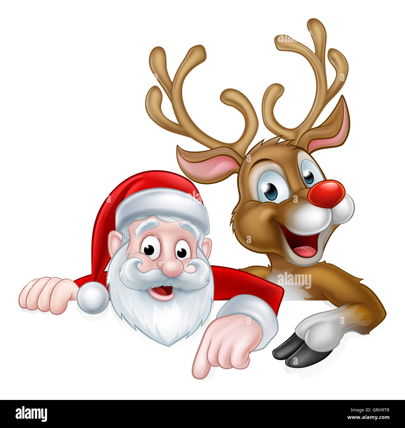 Cartoon illustration reindeer holding banner -Fotos und -Bildmaterial