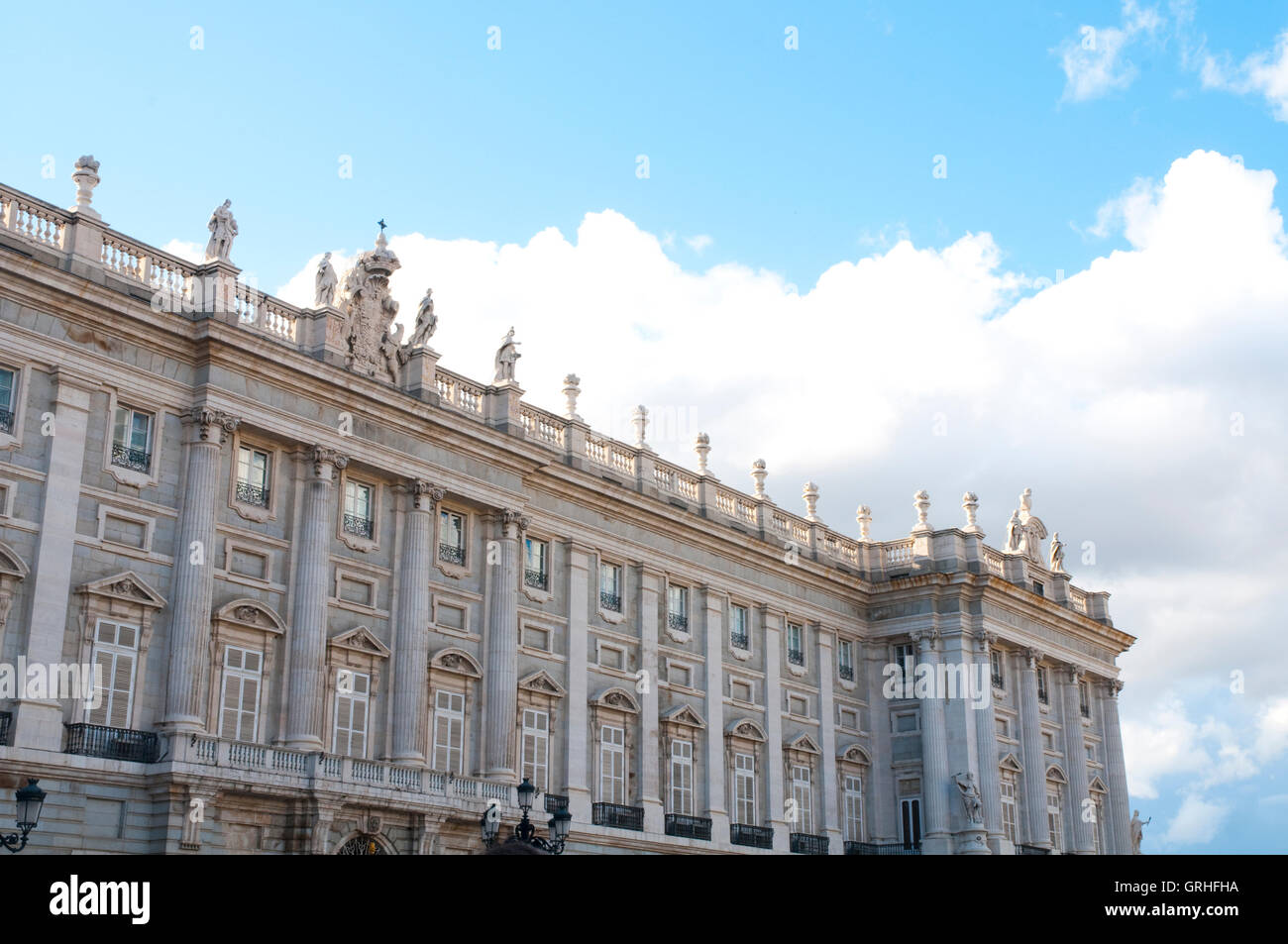 Detail der Fassade. Königspalast, Madrid, Spanien. Stockfoto