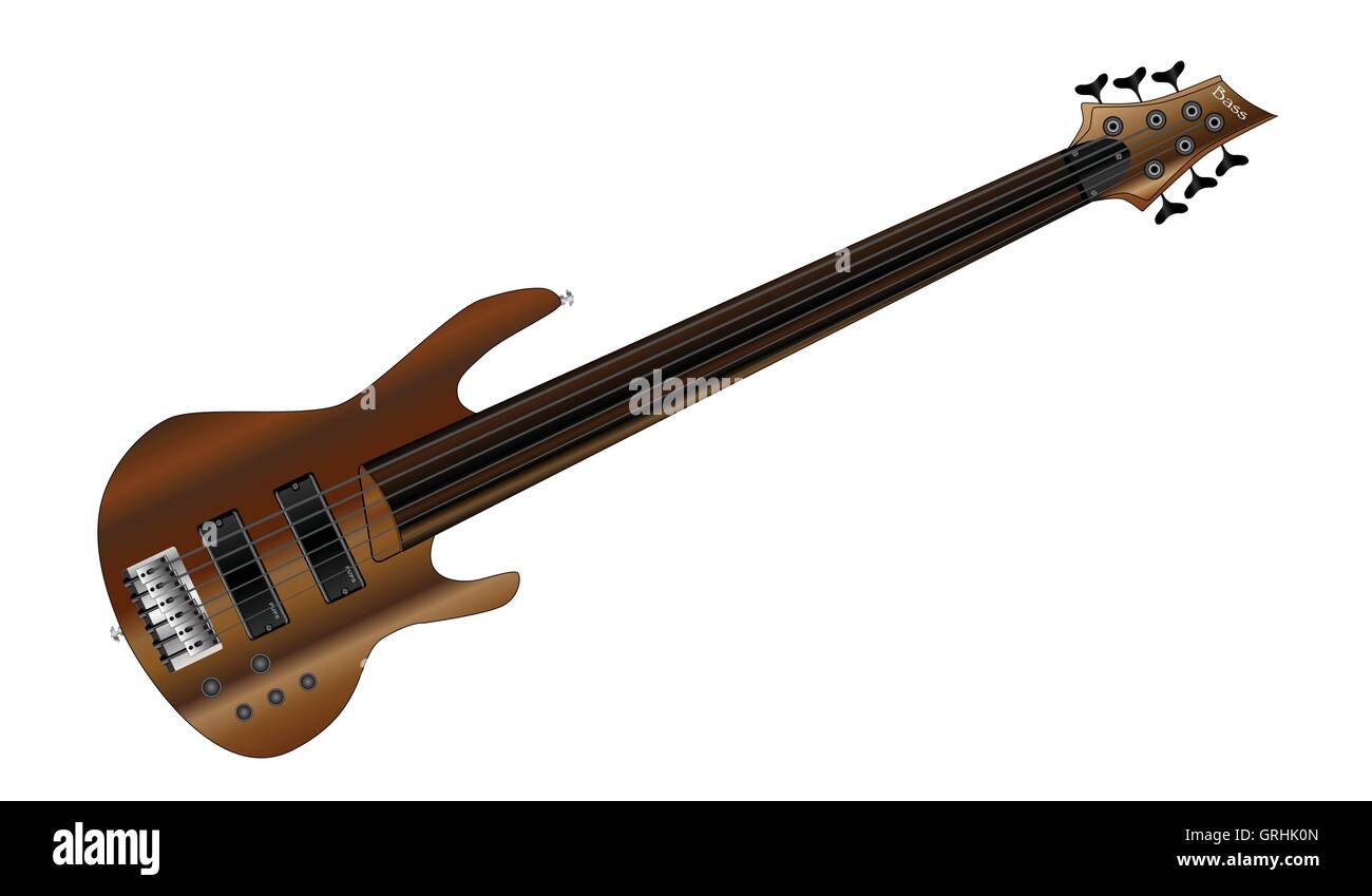 Six-String Fretless Bass Stock Vektor