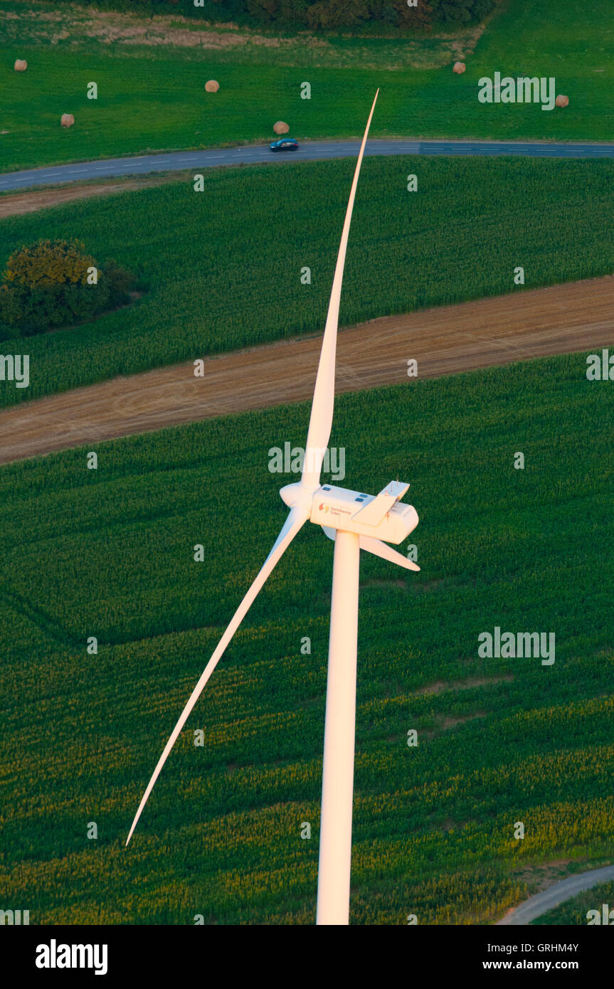 Mosel (57), Bousbach, Éolienne De La Sechilienne Sidec (Vue Aerienne) / / Frankreich, Mosel (57), Bousbach, wind Turbine La se Stockfoto