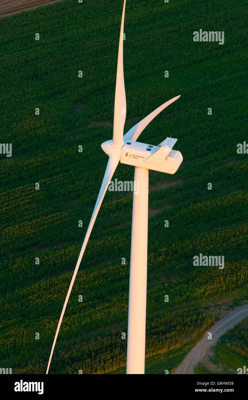 Mosel (57), Bousbach, Éolienne De La Sechilienne Sidec (Vue Aerienne) / / Frankreich, Mosel (57), Bousbach, wind Turbine La se Stockfoto