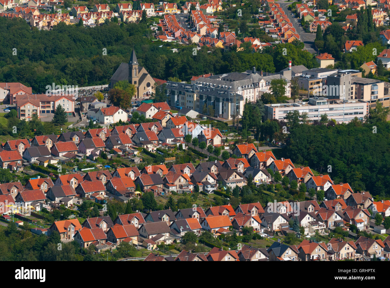 Mosel (57), Freyming Merlebach, zitieren Miniere Hochwald (Vue Aerienne) / / Frankreich, Mosel (57), Freyming Merlebach, Kohle Bergleute Stockfoto