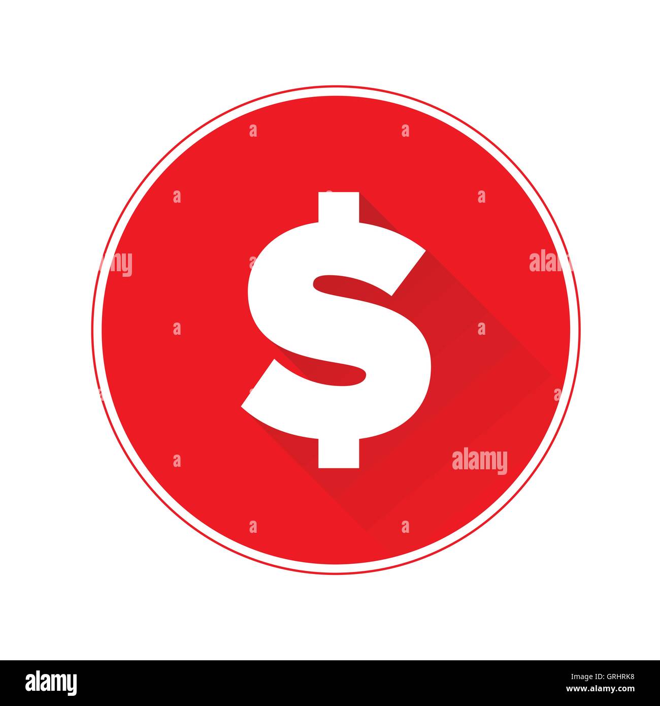 Flach-Dollar-Symbol oder Zeichen Stock Vektor