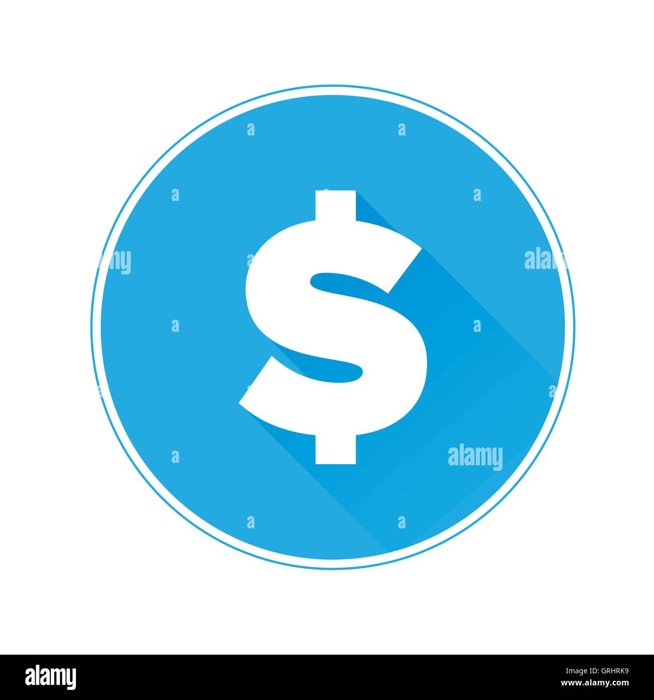 Flach-Dollar-Symbol oder Zeichen Stock Vektor