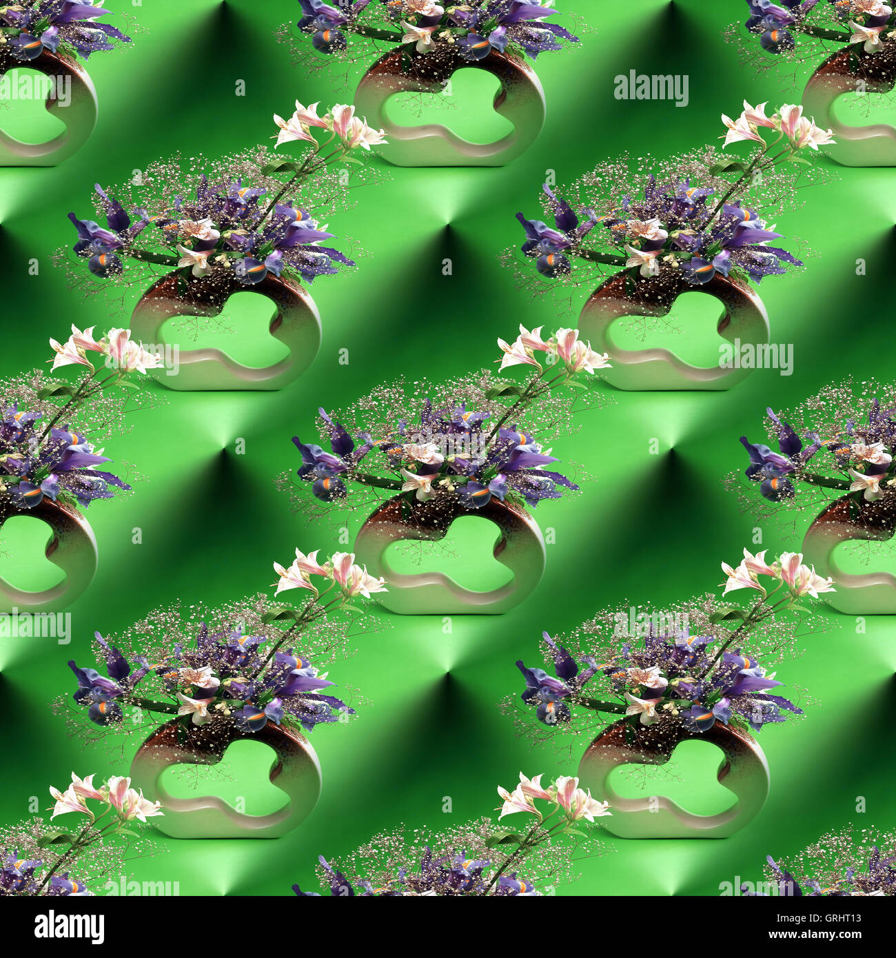 Ikebana schneiden Blumenstrauß Umhüllung nahtlose Hintergrund Stockfoto