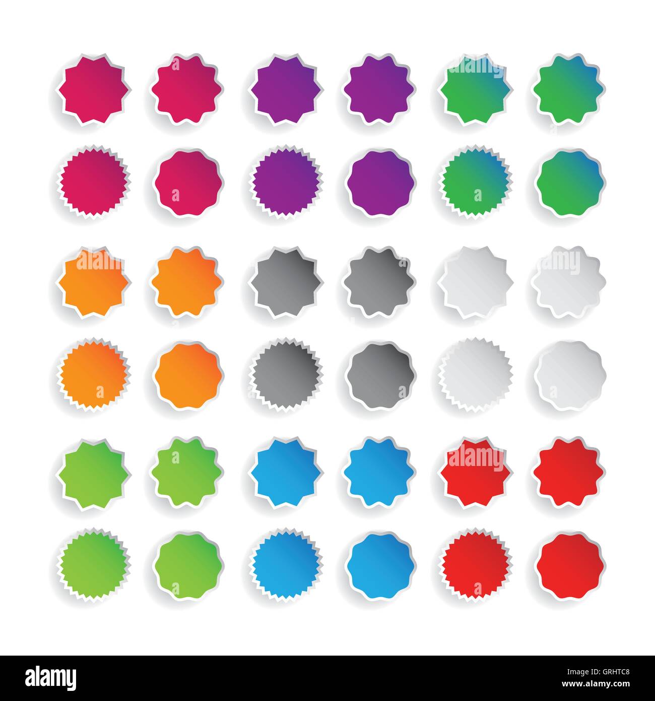 Sterne bunte Vektor Beschriftungssatz Stock Vektor