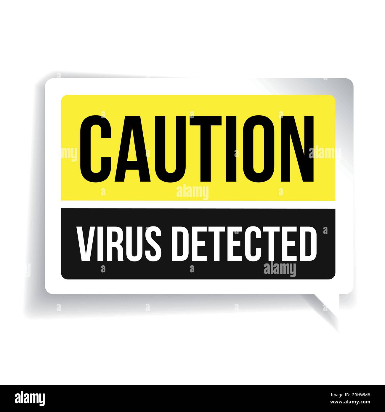 Vorsicht Virus entdeckt. Security Konzept Zeichen Stock Vektor