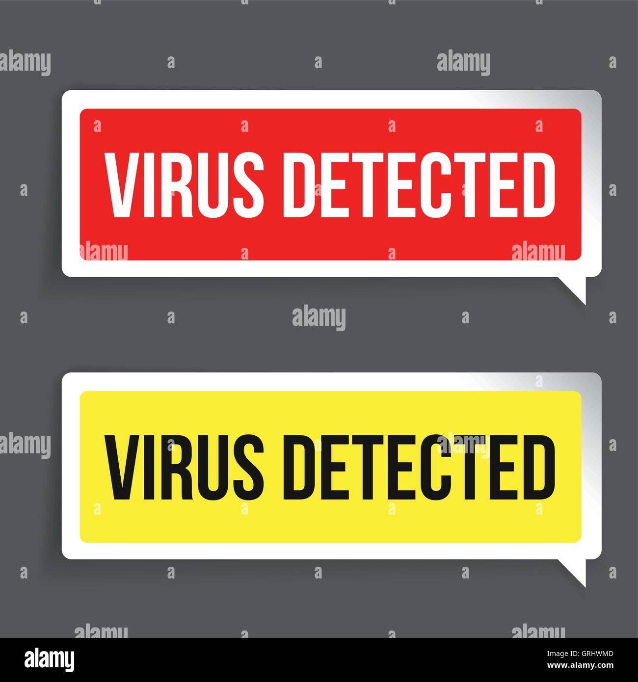 Vorsicht Virus entdeckt. Security Konzept Zeichen Stock Vektor