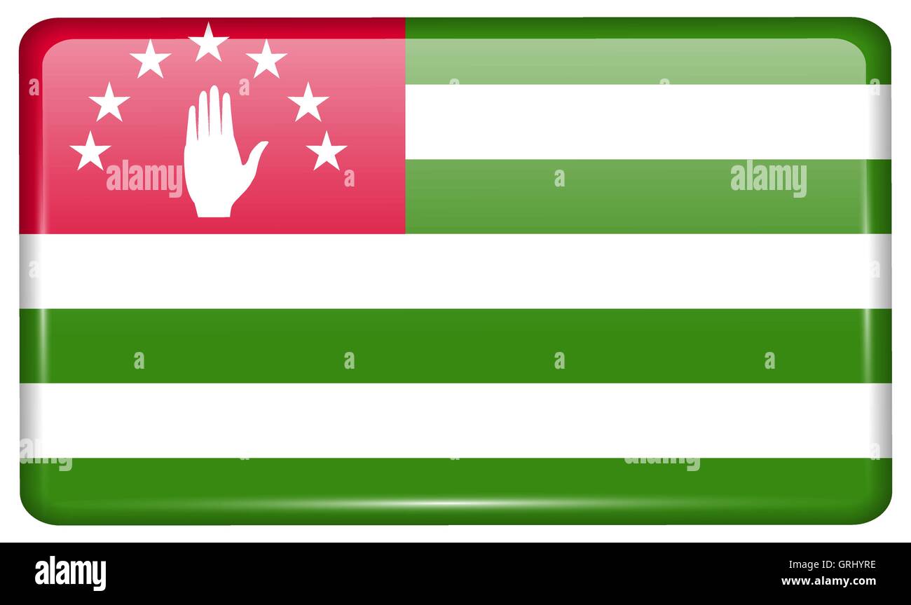 Abchasien in Form eines Magneten auf Kühlschrank mit Reflexionen Licht kennzeichnet. Vektor Stock Vektor