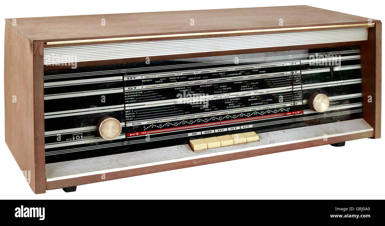 Alte hölzerne Radio Receiver Ausschnitt Stockfoto