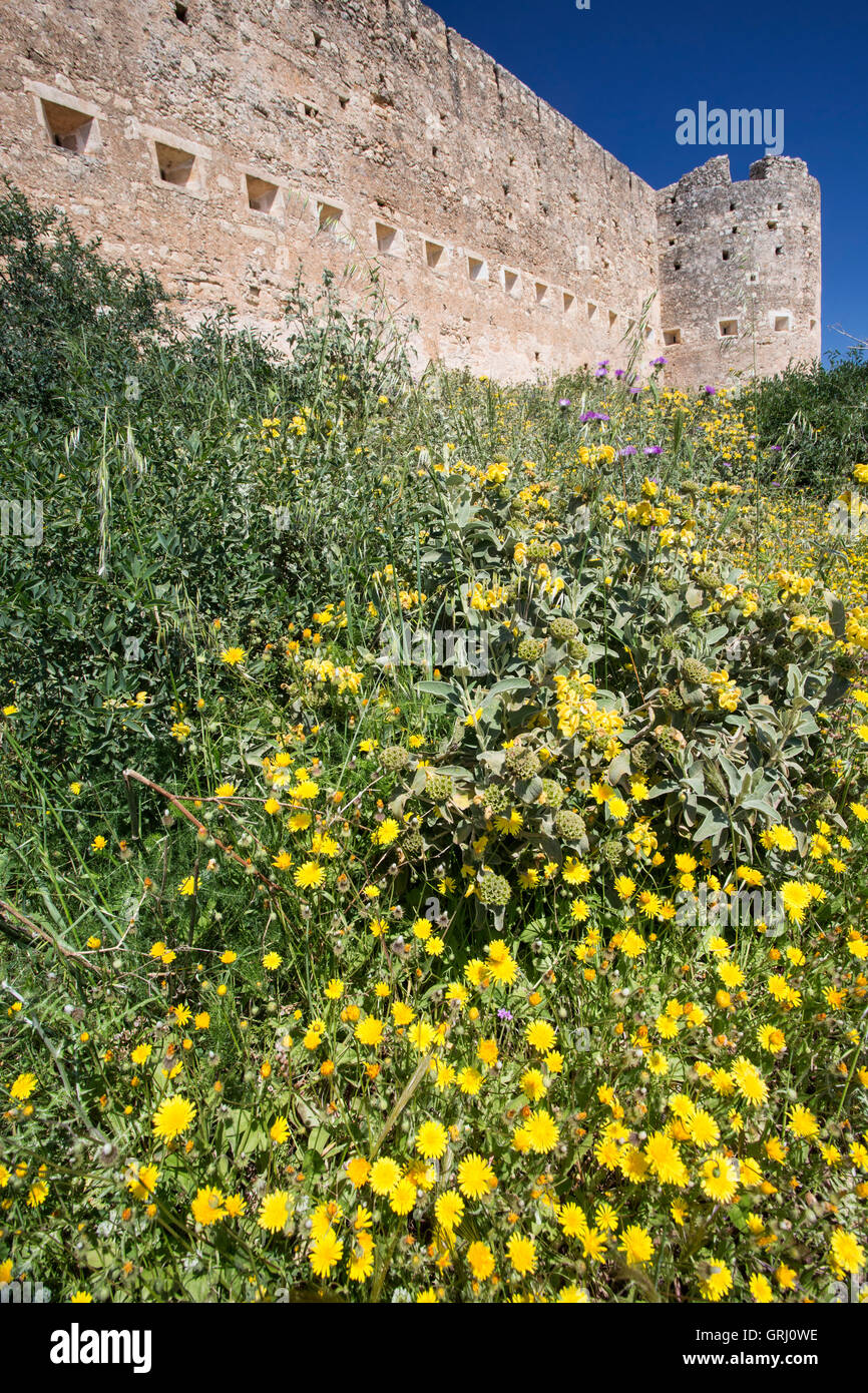 Blick auf die Burg von Aptera, Kreta, Souda-Bucht Stockfoto