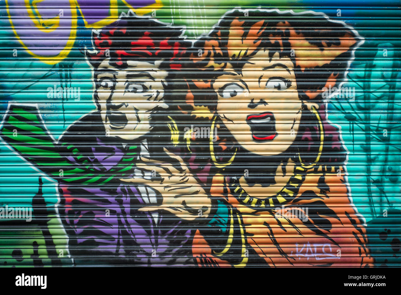 Comic-Strip-street-Art in Hackney Wick, London Stockfoto