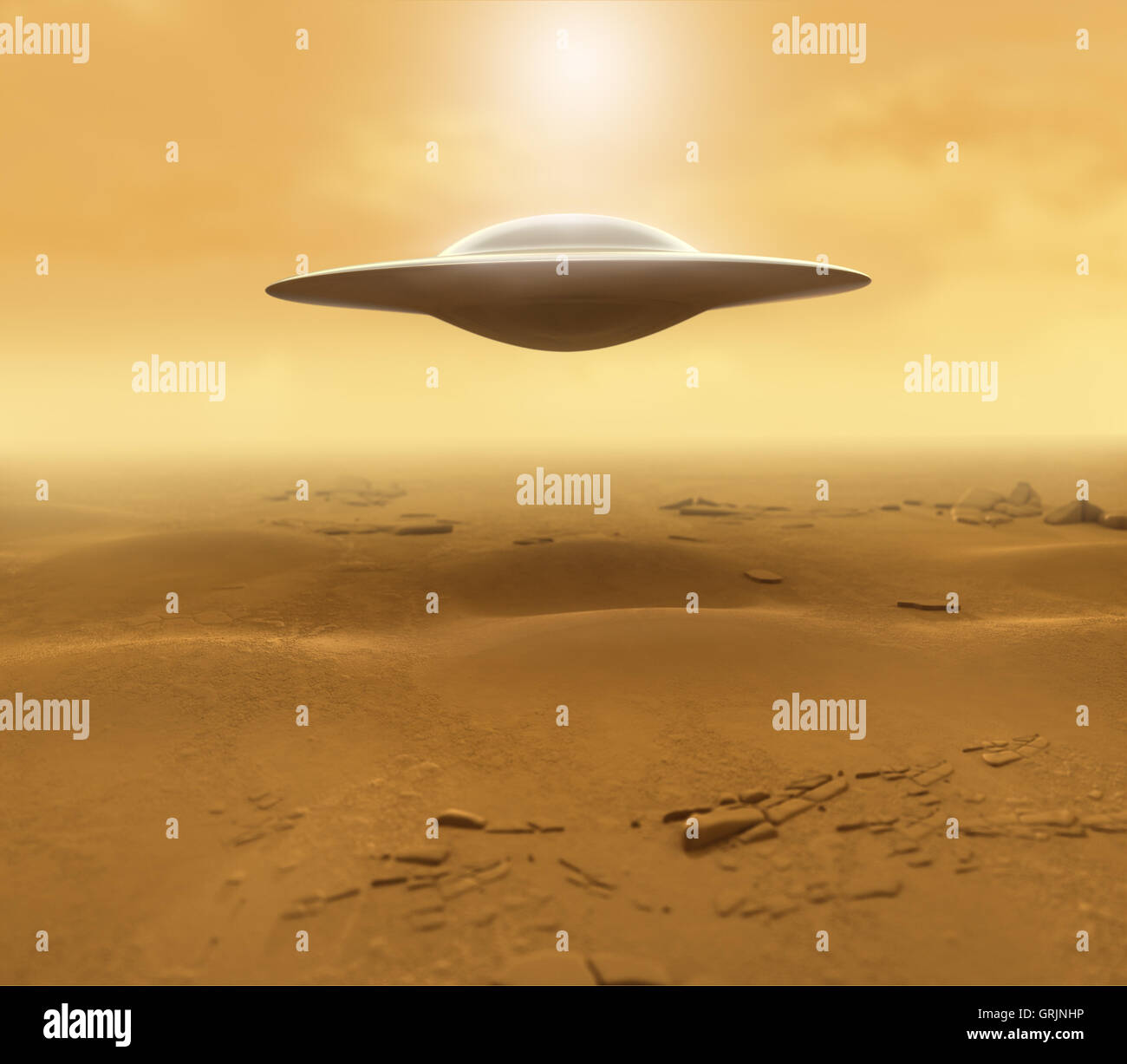 UFO in der Wüste Stockfoto