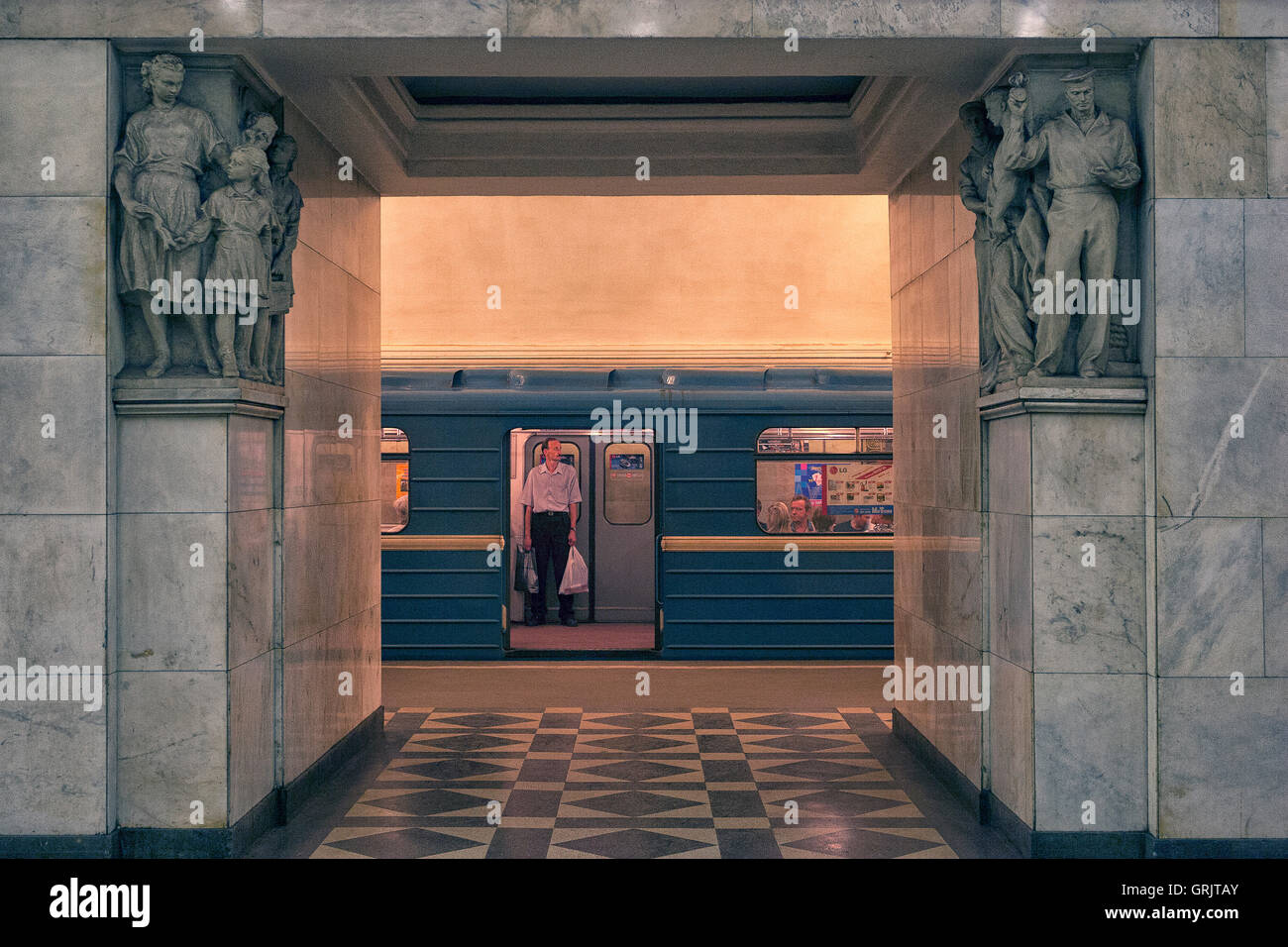 Elektrozavodskaja u-Bahnstation, Moskau, Russland Stockfoto