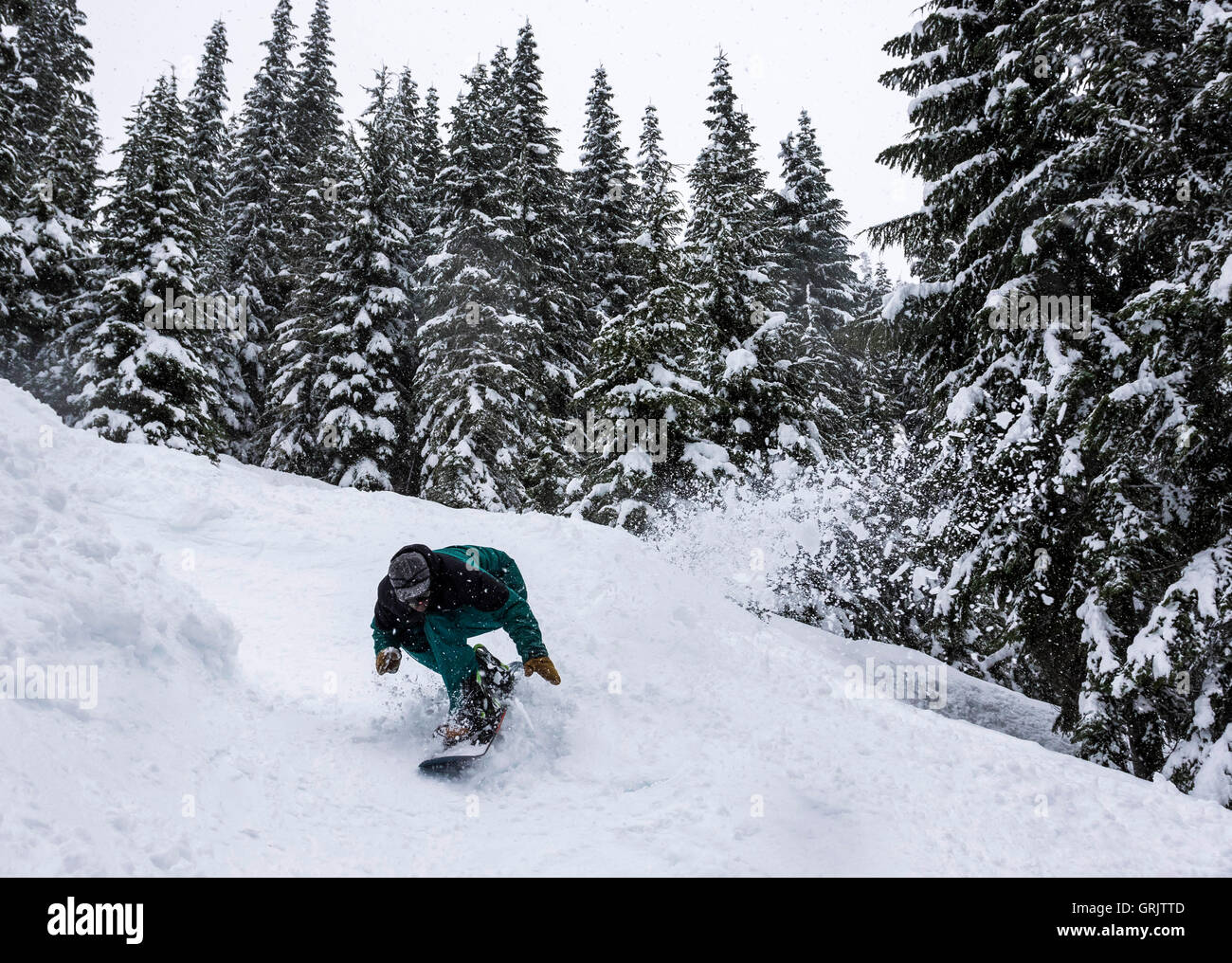 Snowboarden am Mount Baker Stockfoto