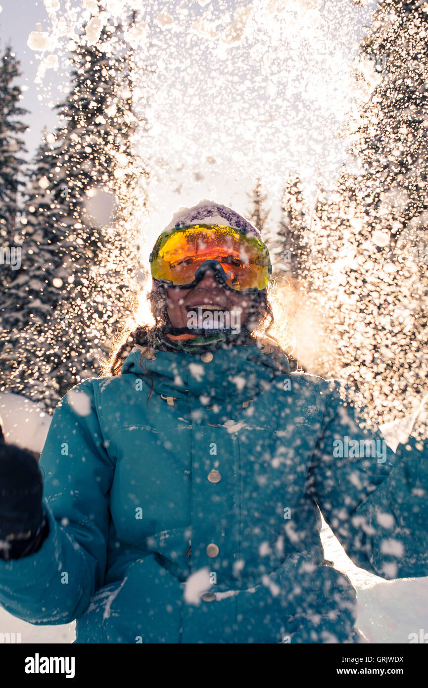 Porträt von Profi-Snowboarder, Sandra Hillen Stockfoto