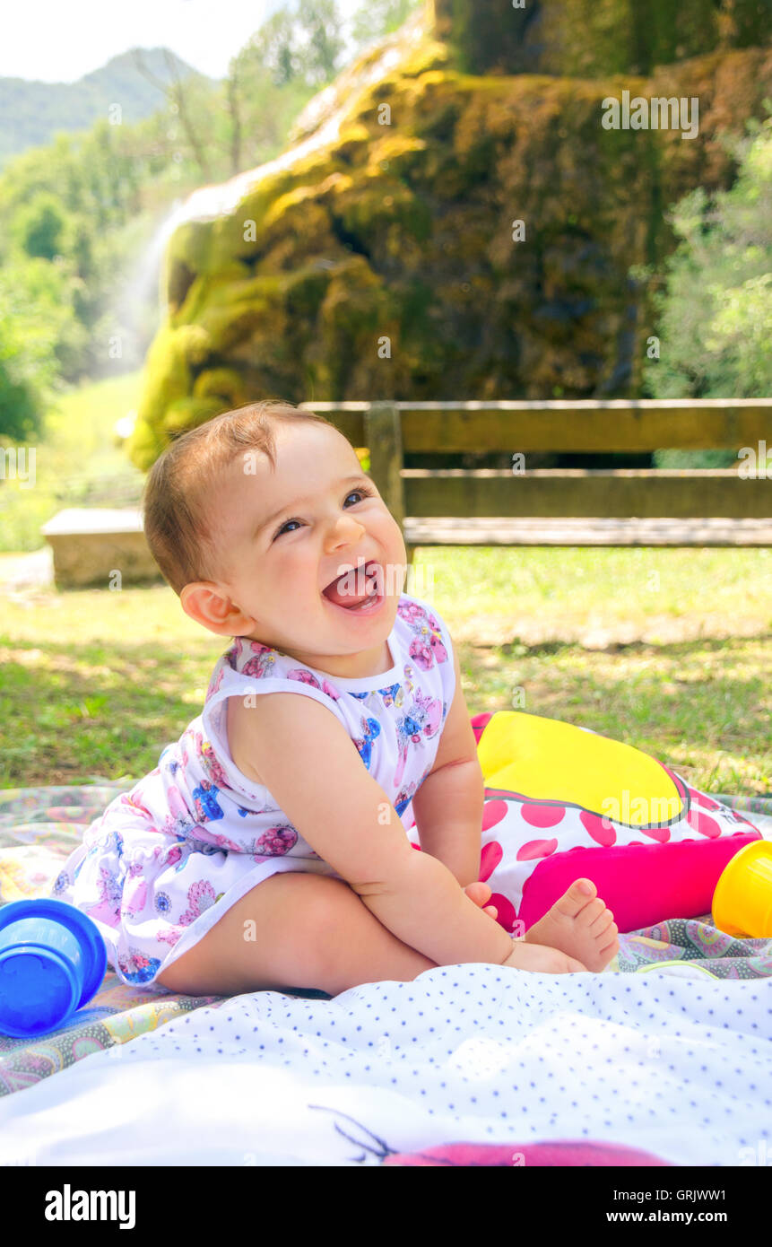 Baby Smile Picknick Stockfoto