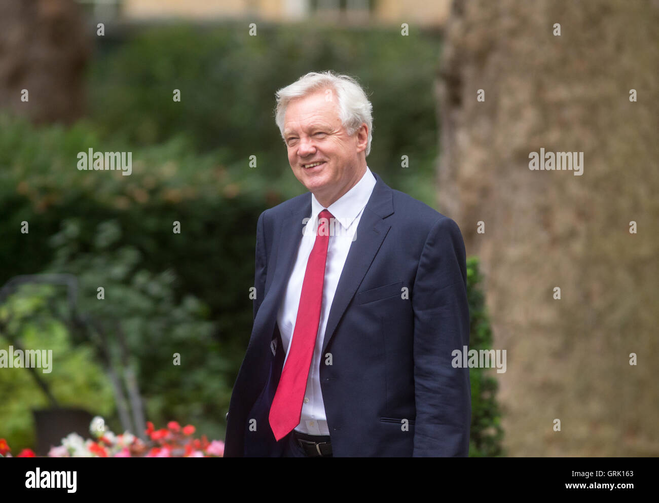 David Davis, Secretary Of State für den Ausstieg der Europäischen Union kommt nach einer Kabinettssitzung in der Downing Street Stockfoto