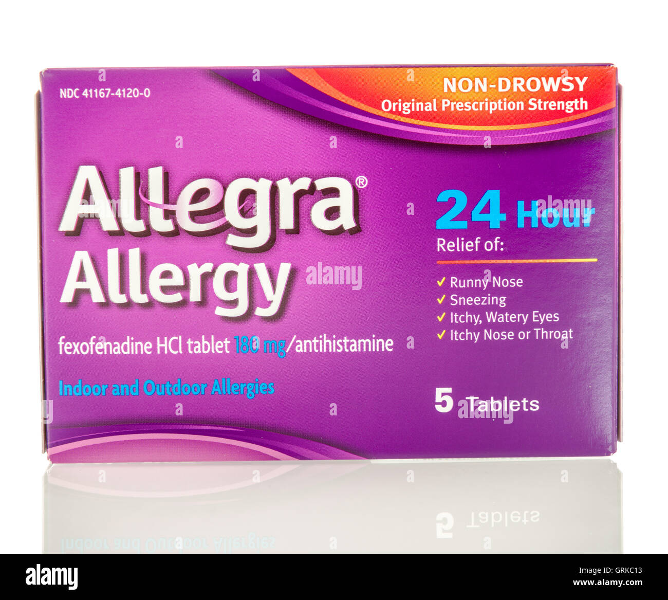 Winneconne, Wisconsin - 27. August 2016: Allegra Allergie-Medizin auf eine isolierte Hintergrund. Stockfoto