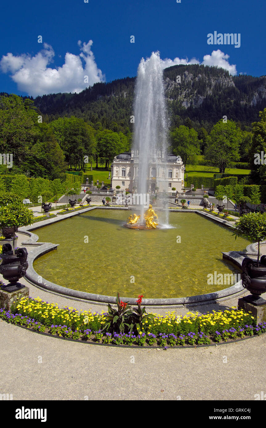 Linderhof, Schloss Linderhof Linderhof Palast, Schloss Linderhof, Upper Bavaria, Bayern, Deutschland, Europa. Stockfoto