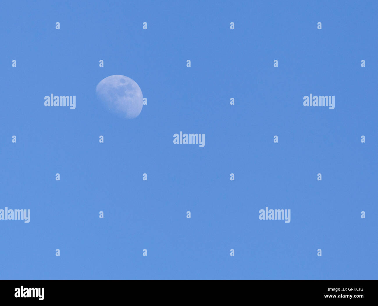 Der Mond am blauen Himmel Stockfoto