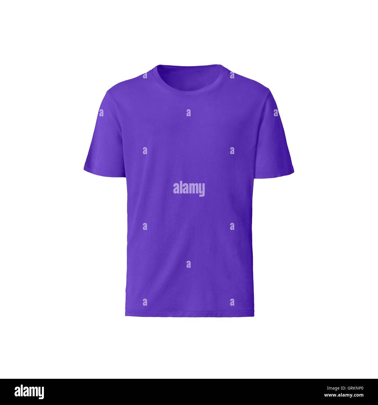 violette T-shirt auf weißem Hintergrund Stockfoto