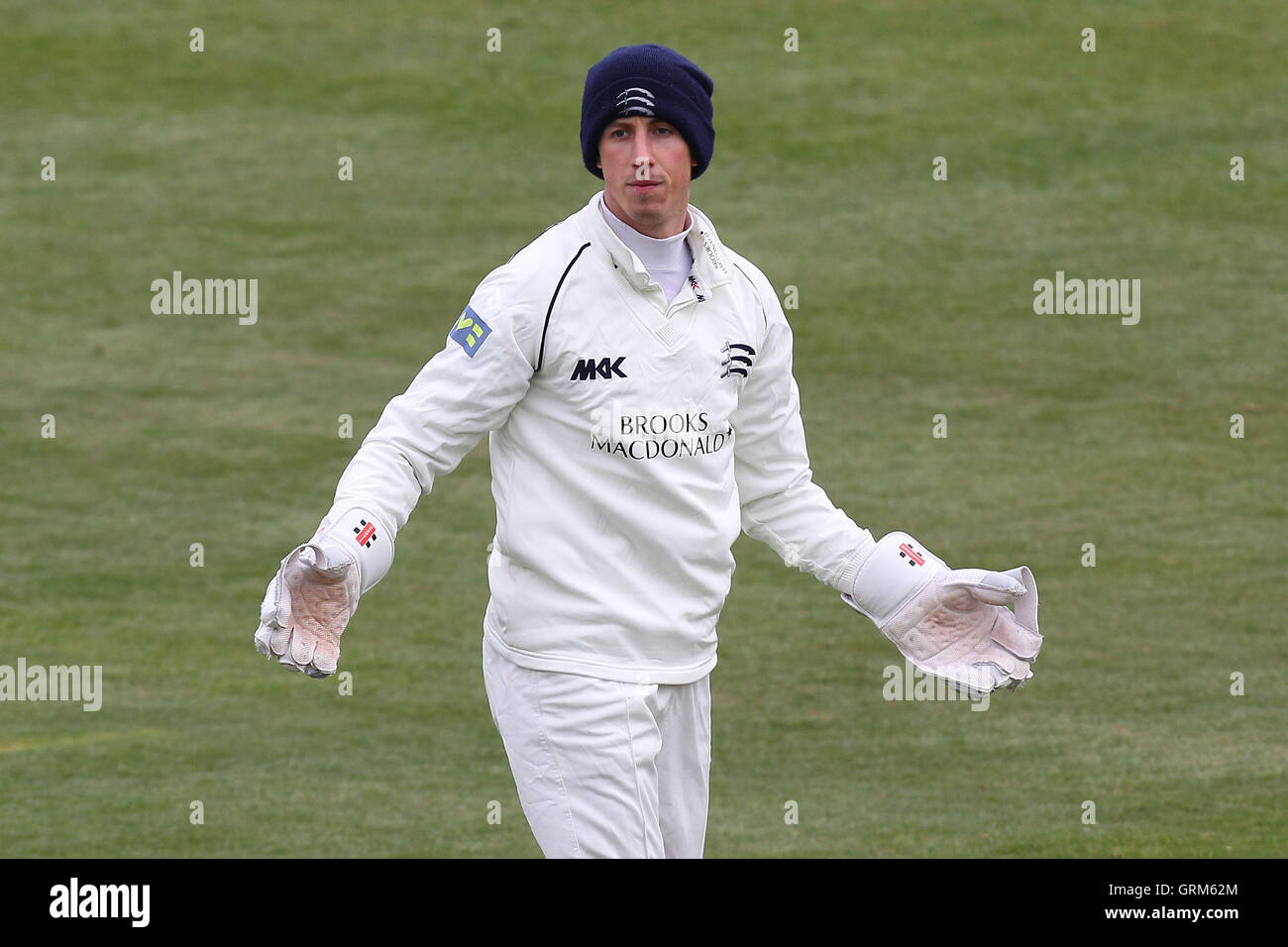 Middlesex Wicketwächter John Simpson - Essex CCC Vs Middlesex CCC - Cricket Testspiel an der Essex County Ground, Chelmsford, Essex - 21.03.13 Stockfoto