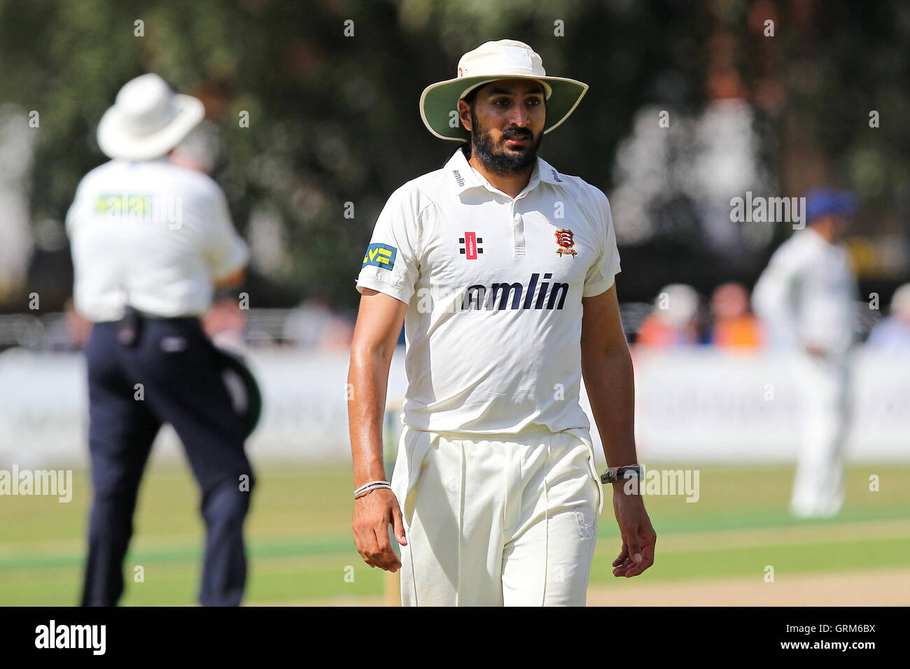 Monty Panesar bei Debüt für Essex - Essex CCC Vs Northamptonshire CCC - LV County Championship Division zwei Cricket am Schlosspark, Colchester Cricket Club - 20.08.13 Stockfoto