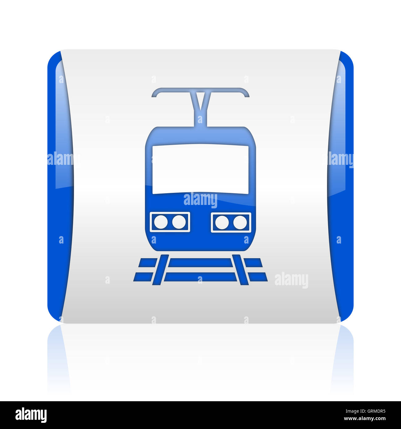Trainieren Sie glänzend blaue quadratische Web-Symbol Stockfoto