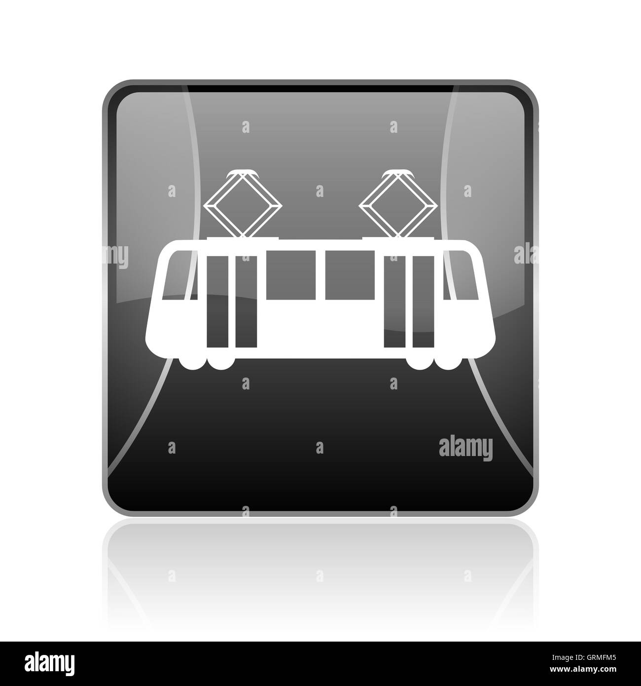 Straßenbahn schwarzen quadratischen Web glänzende Symbol Stockfoto