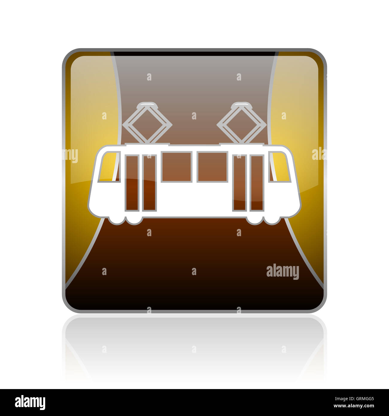 Straßenbahn golden Square Web glänzende Symbol Stockfoto