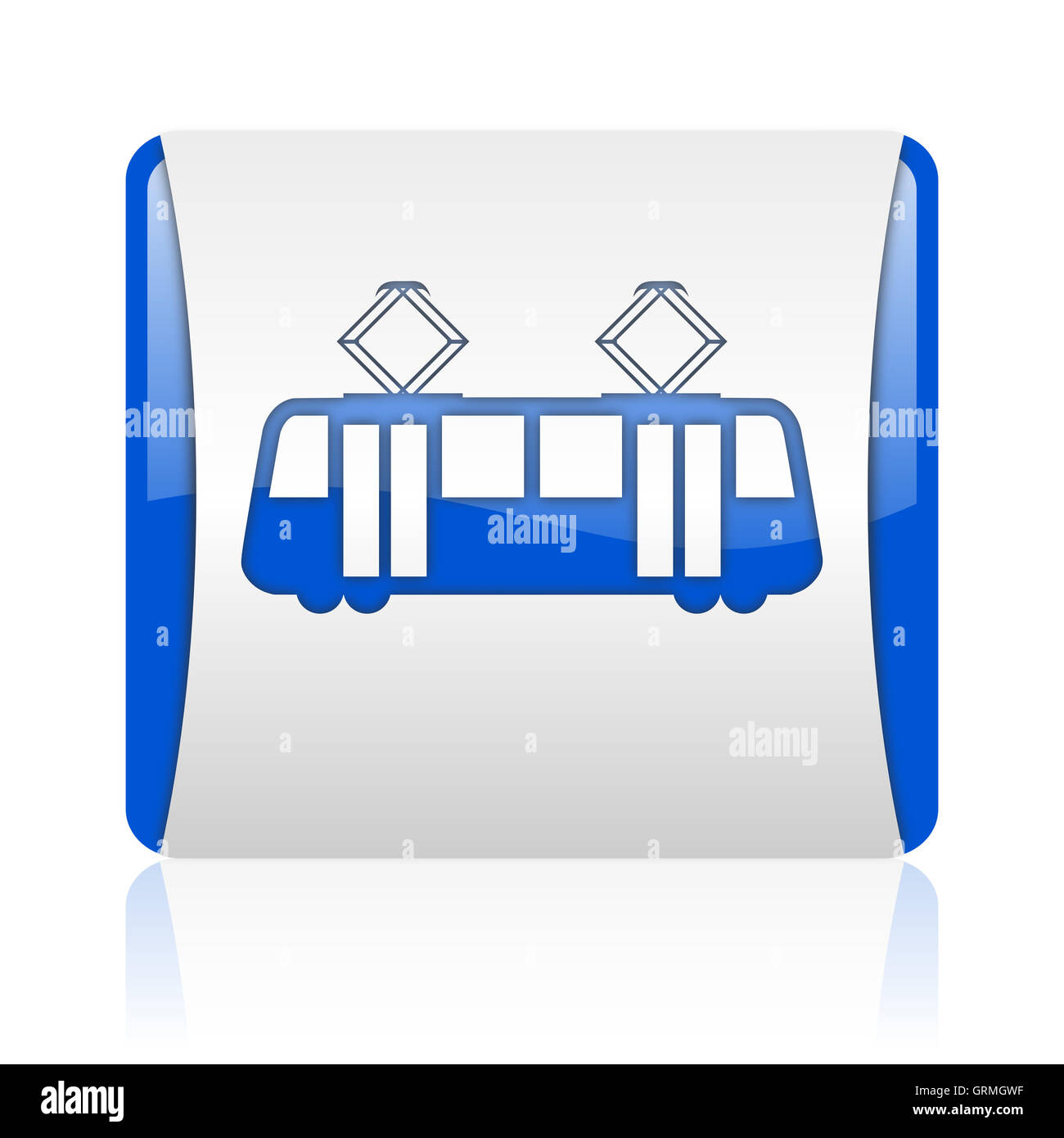 Straßenbahn blauen quadratischen Web glänzende Symbol Stockfoto